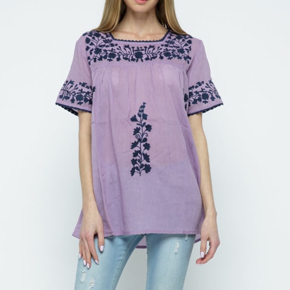 Lavender Embroidered Top Size S
